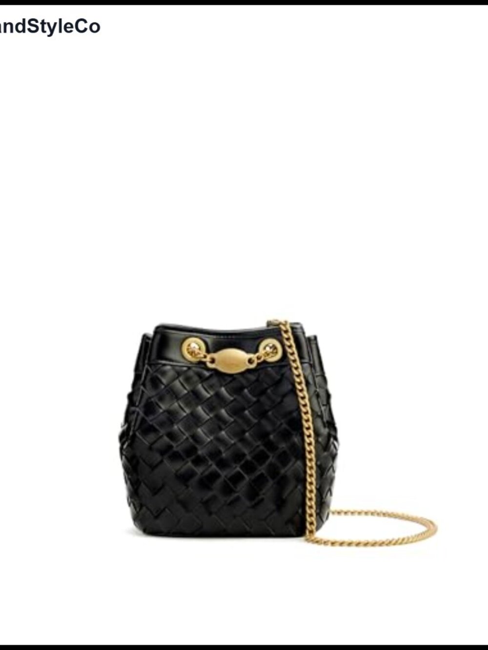 Hand-Woven Vegan Leather Bucket Bag Crossbody Shoulder Bag